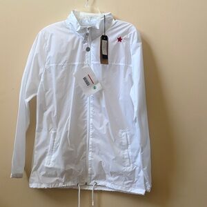 Italian Made White Windbreaker Jacket with Embroidered Stars -New